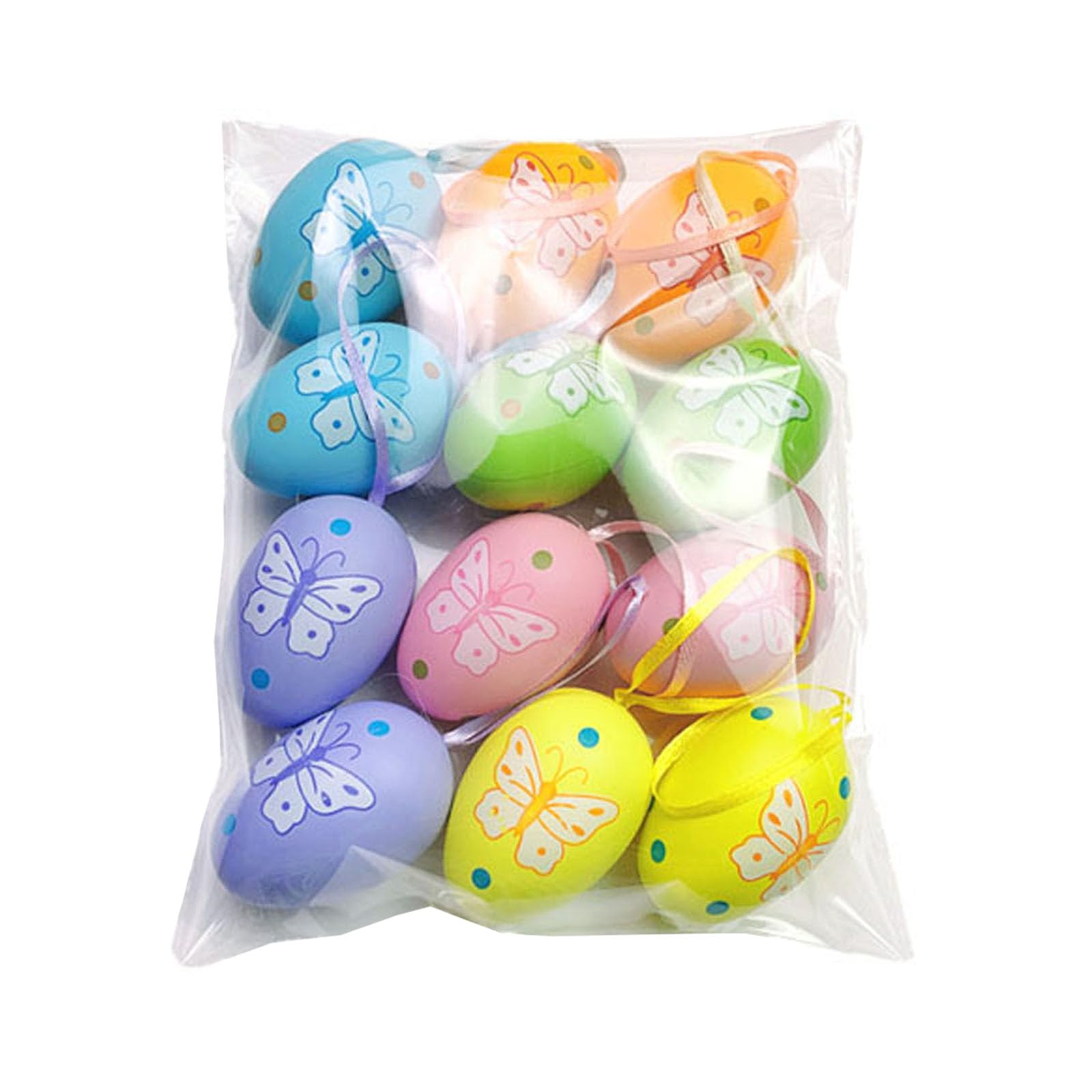 NEWFT 12Pcs Easter Colorful Eggs Colorful Ornament Art Crafts Supplies for Kindergarten School Students Ornament