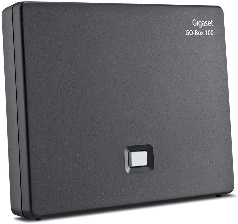 Gigaset DECT Base Station GO Box 100 - Connection Analogue via TAE Connection or LAN Cable to Your Router - Compatible with 6 Gigaset Handsets, in Black