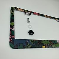 Vista 2 de Marco de placa de matrícula con flores tropicales de selva tropical, plantas, animales, cubierta de placa de automóvil con temática hawaiana