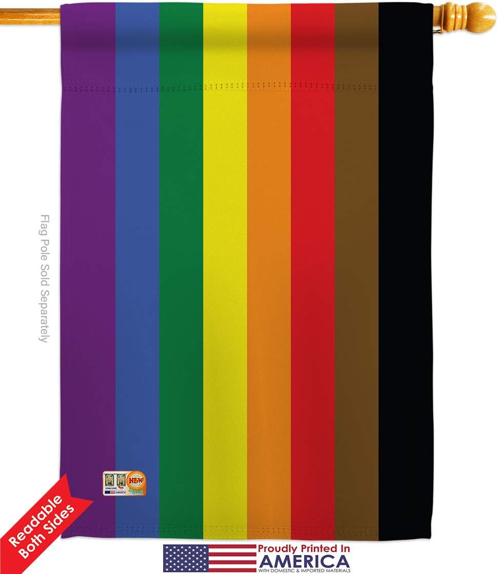 Americana Home & Garden Pride Philadelphia Rainbow House Flag Support Rainbow Love LGBT Gay Bisexual Pansexual Transgender Small Decorative Gift Yard Banner Double-Sided Made in USA 28 X 40