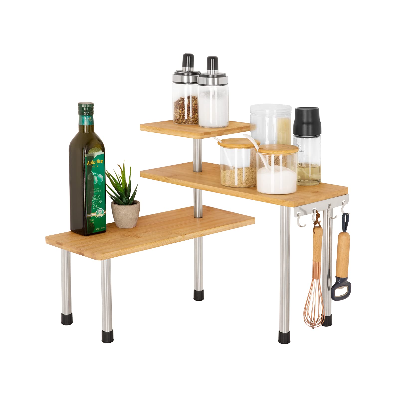 Buy Venloup Upgraded 3 Tier Corner Shelf, Adjustable Bamboo Storage