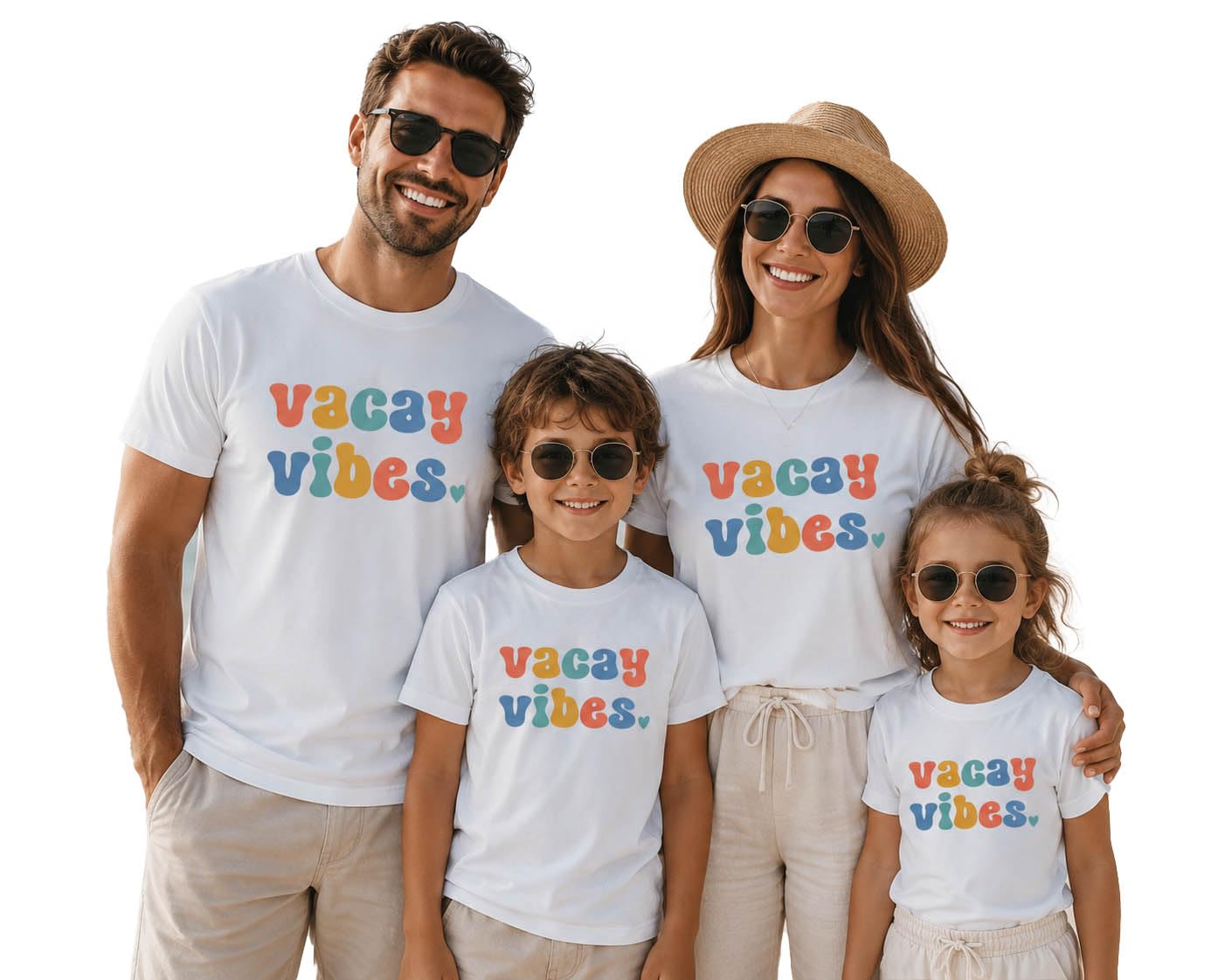 Family Matching Vacay Vibes T-Shirt for Men, Women & Kids | Vacation Graphic Printed Cotton Round Neck Tee | Beach Holiday Travel Outfit | Black, White, Red & Navy Blue-image-8