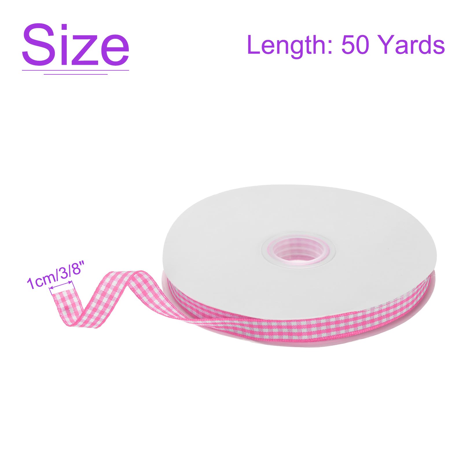 DMiotech 3/8 Inch 50 Yards Gingham Ribbon, Checkered Ribbon Plaid Ribbon for Gift Wrapping Decoration Art Craft DIY Pink - Image 3