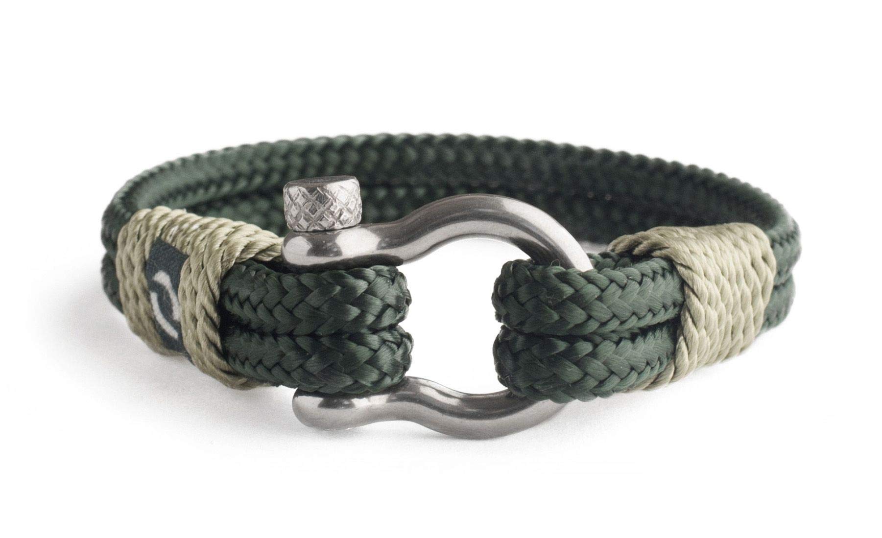 Mens Rope Bracelet - Stainless Steel Silver Shackle, Extremely Durable and Scratch Resistant Waterproof Paracord, Handmade, Nautical Wristband for Men 9-7.25