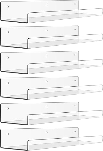 upsimples Estantes de acrílico transparente para almacenamiento en pared, estantes flotantes de acrílico de 15 pulgadas montados en la pared,