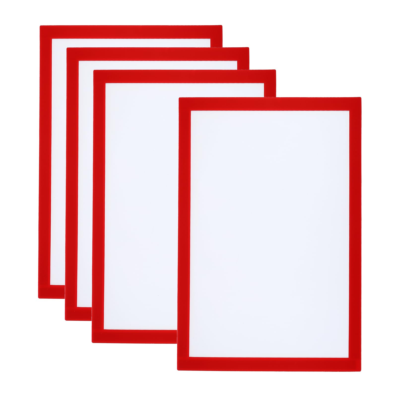 Patikil Magnetyczna ramka na zdjęcia A4, 4-pak, samoprzylepna ramka ekspozycyjna wielokrotnego użytku, dwustronna, do lodówki, okna, ściany, zdjęć i grafik, czerwona