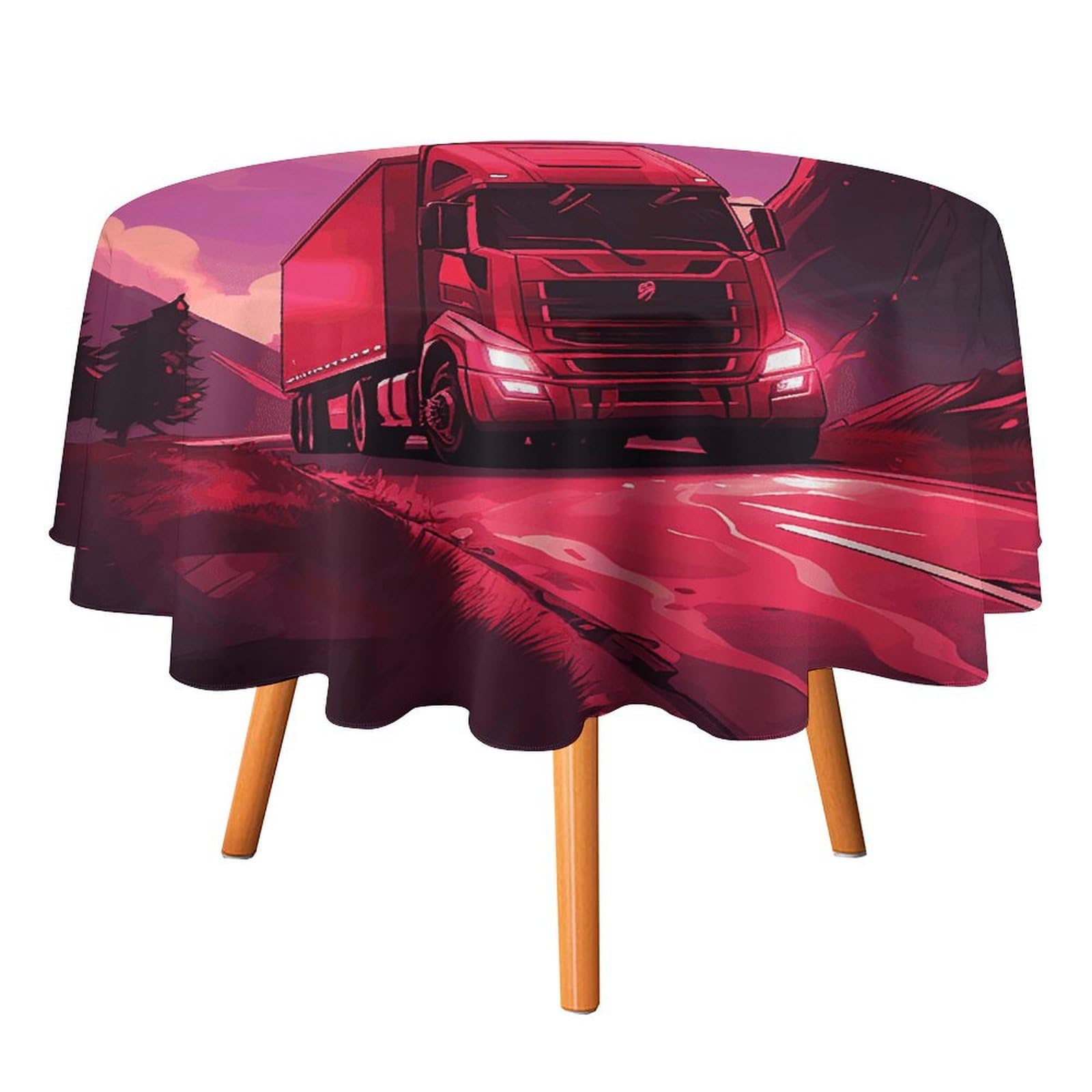 Nappe ronde imperméable rouge 127x127 cm pour table de salle à manger