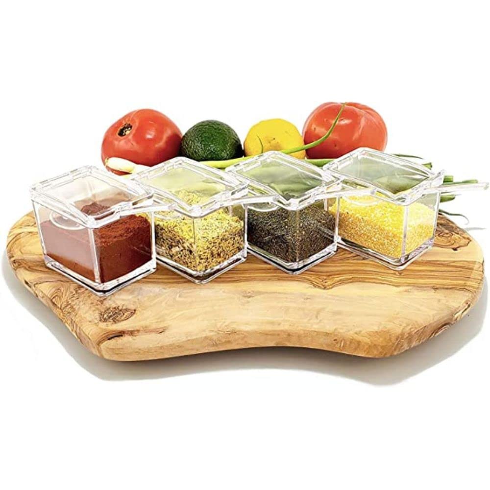 Karomouj Acrylic Spice Jars - 4-Grid Masala Dabba -8