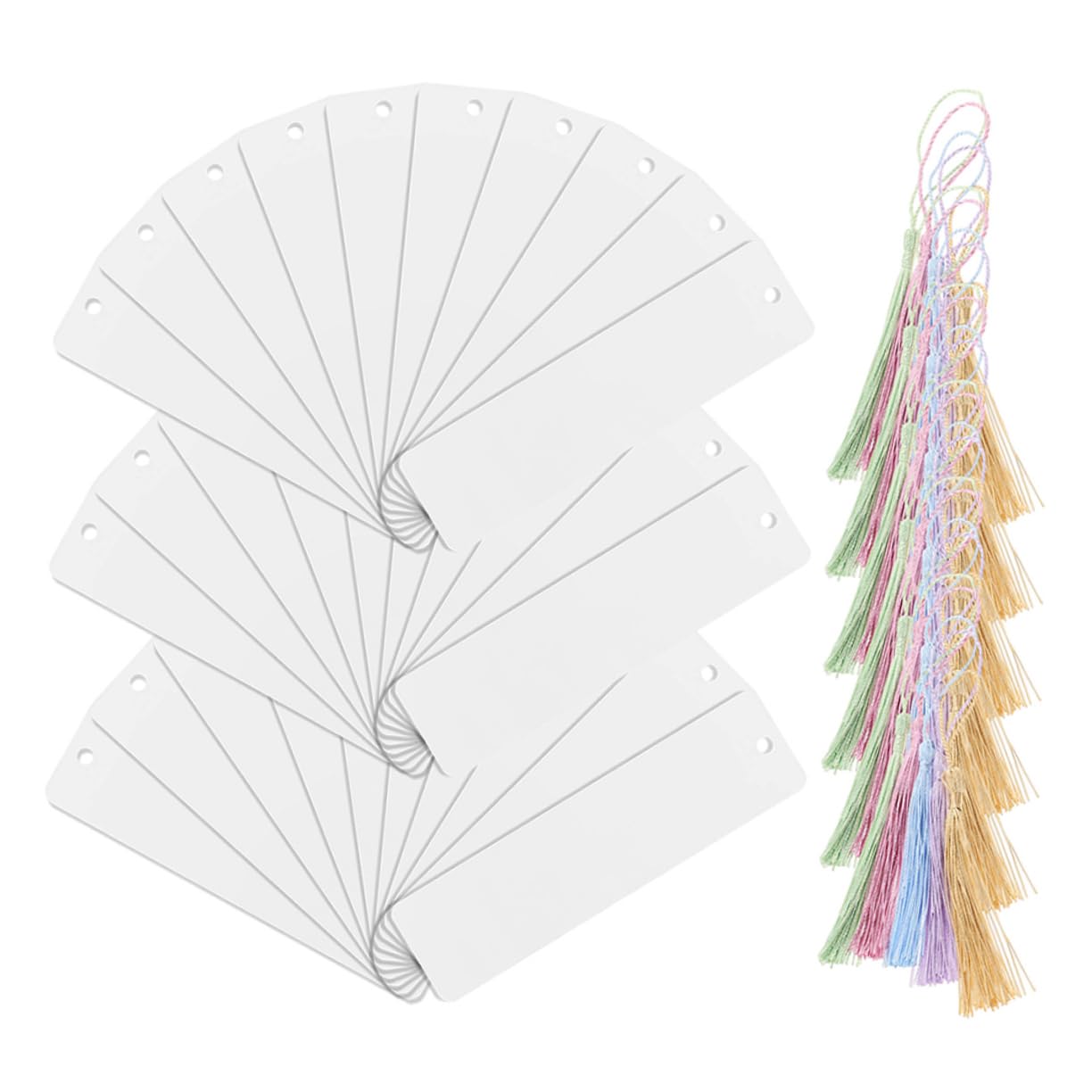 VILLCASE 50juegos Marcapáginas Transparentes Kit de Marcapáginas Acrílico DIY con Borlas de Colores Marcadores de Página de Lectura Hechos Mano Accesorios para Manualidades DIY