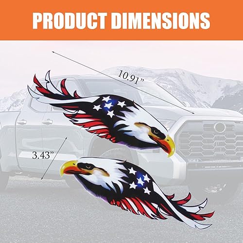 Miniatura 2 de Calcomanía de bandera de águila con nosotros, calcomanía lateral para carrocería de automóvil, calcomanía reflectante decorativa para parachoques,