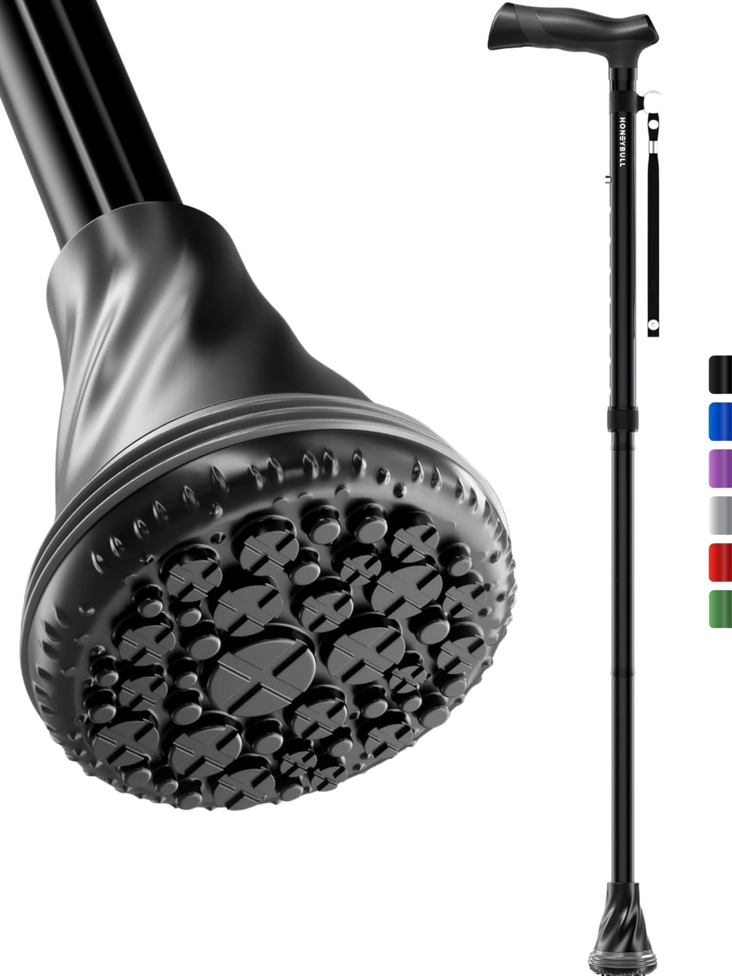 HONEYBULL Walking Cane for Men & Women – Foldable, Adjustable, Lightweight Cane with Air Cushion Tip for Stability & Ergonomic Grip, Heavy Duty Walking Sticks for Seniors