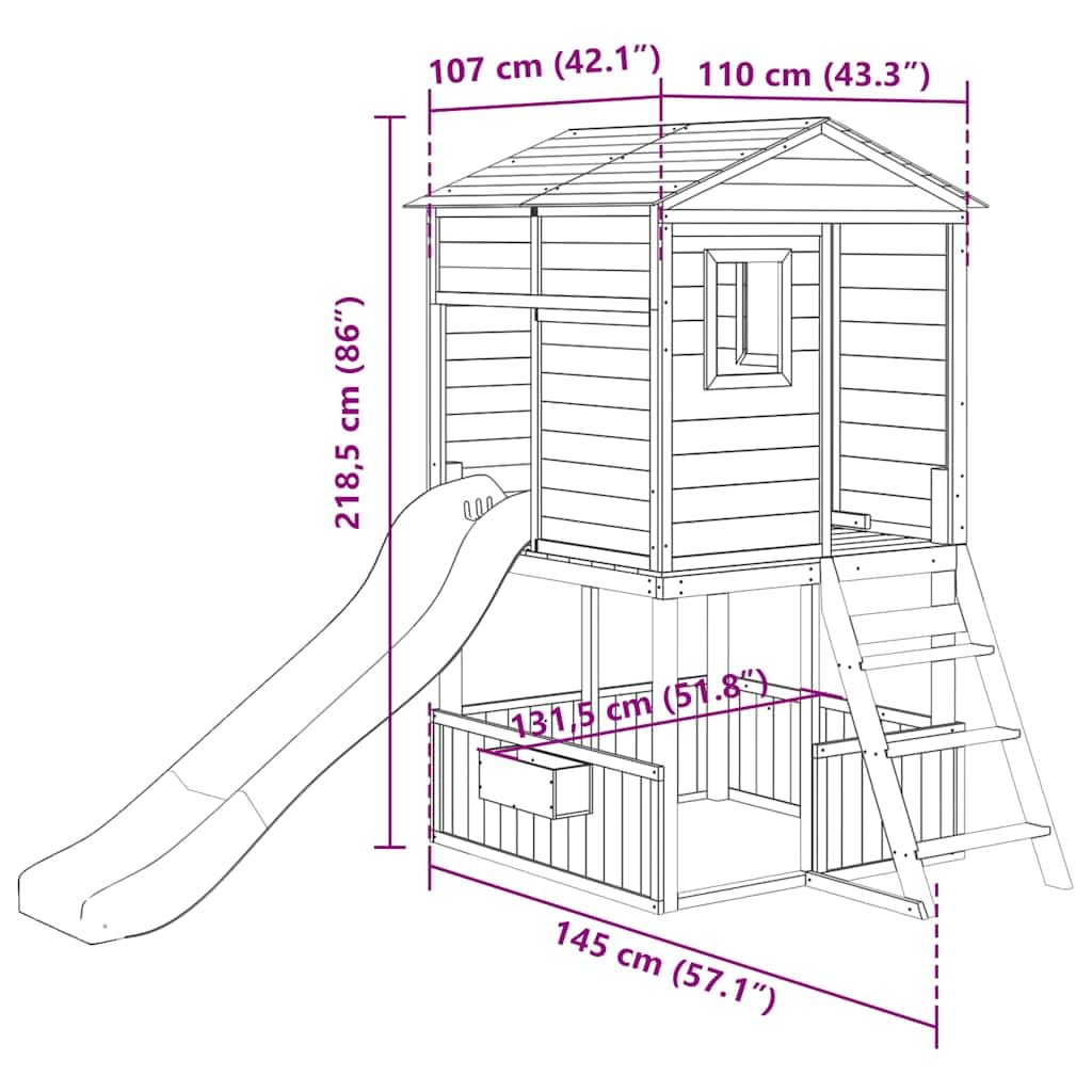 Torre da gioco bianca e blu in legno di abete massiccio per il giardino, torre da arrampicata con ringhiera perimetrale e tetto a nuvola, dispositivo di gioco per bambini da 3 a 12 anni, solo per