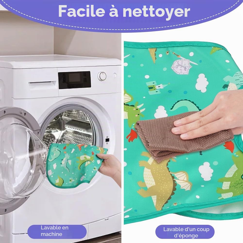 Aolso Bavoirs Bébé 7pcs - Imperméable et Lavable, Bandana avec Grandes Poches, Alimentaires pour Garçons et Filles
