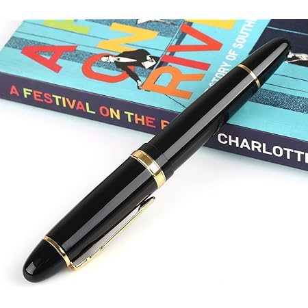 Amazon Sagulu 万年筆 金豪 ペン先の太い万年筆 ブラックとゴールド ギフト 書道練習 万年筆 文房具 オフィス用品