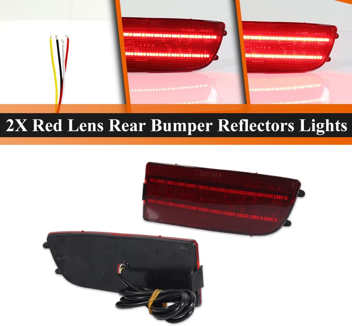 ADIIL 2X Red Lens Rear Bumper Reflectors Lights Red LED Tail Signal Lights For Benz Sprinter 2007-2018; For Dodge Sprinter 2007-2009 & For Freightliner Sprinter