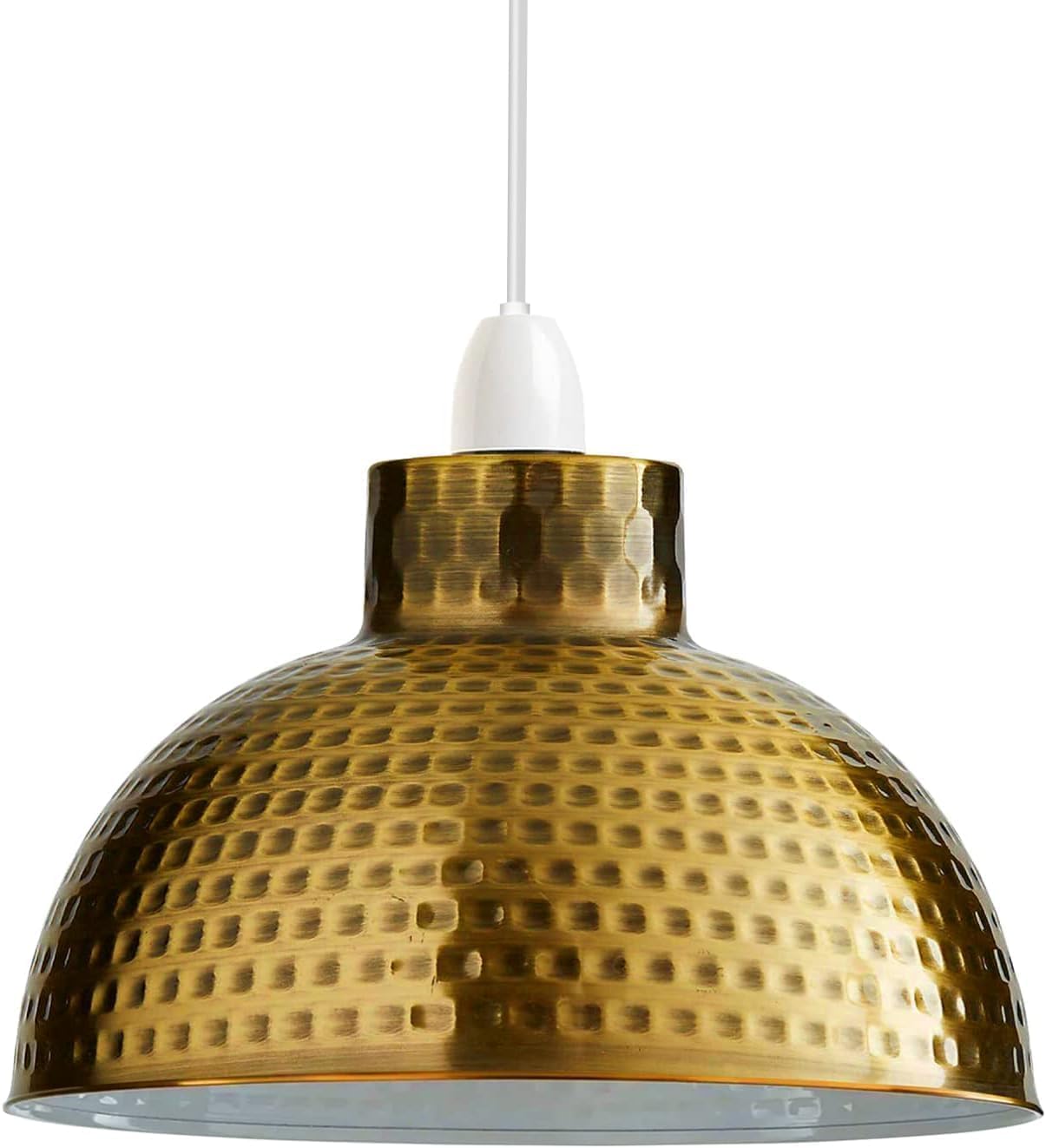 LEDSone Modern Pendant Lampshade 26 cm Metal Hammered Square Texture Hanging Ceiling Light Shade with Reducer Plate Chandelier E27 Decorative for Kitchen Bedroom Bar Restaurant (Yellow Brass)
