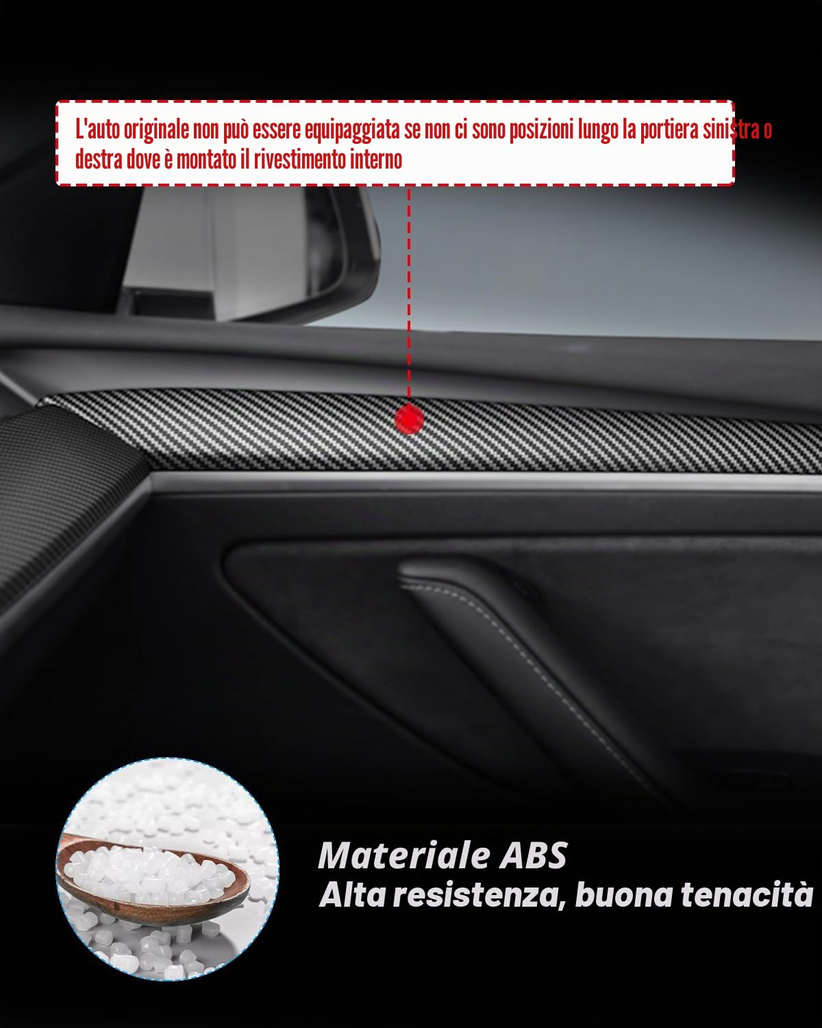 Copertura per cruscotto e rivestimento interno della portiera anteriore compatibile con Tesla modello 3/y (Mattes Karbonfasermuster)