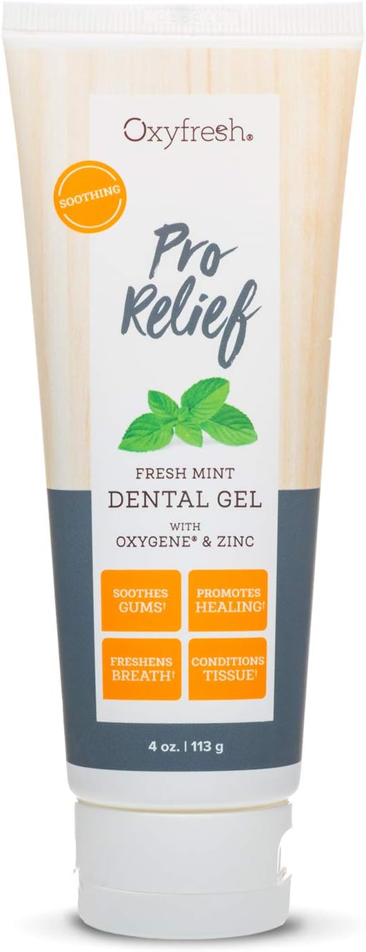 Pro Relief Fluoride Free Dental Gel with Zinc and for Soothing Irritated Gums and Support Gum Health – Infused with Aloe Vera, Chamomile and Xylitol – Dentist Recommended - 4 oz