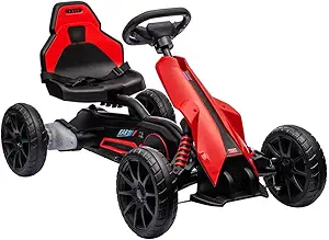 Electric Go Kart for Toddlers,12V Drift Kart with 7Ah Battery, Adjustable Seat, High/Low Safety Speed Max 2.8MPH for Child, Max Load 66lbs, Electric Vehicle Toy for Christmas Birthday Gift, Red