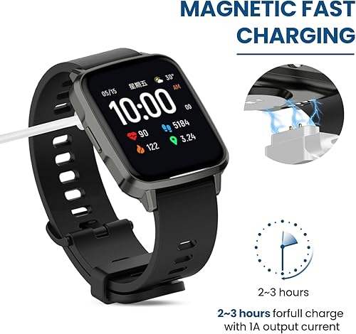Miniatura 5 de Paquete de 2 cargadores compatibles con Popglory P96KALINCO P96 cargador inteligente Wtach, cargador magnético de 2 pies para reloj inteligente