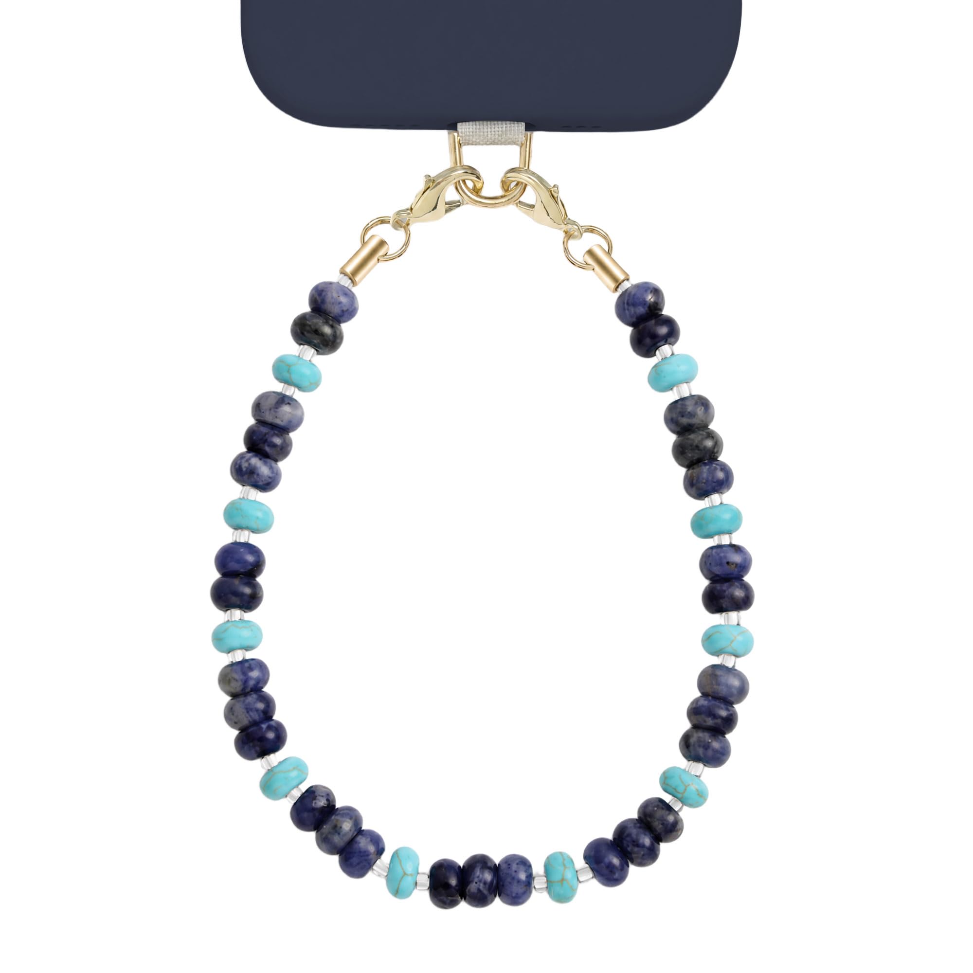 POSADINA Natural Stone Phone Charm, Beaded Healing Phone Wrist Strap, Handmade Cellphone Chain Lanyard with Tether Tab