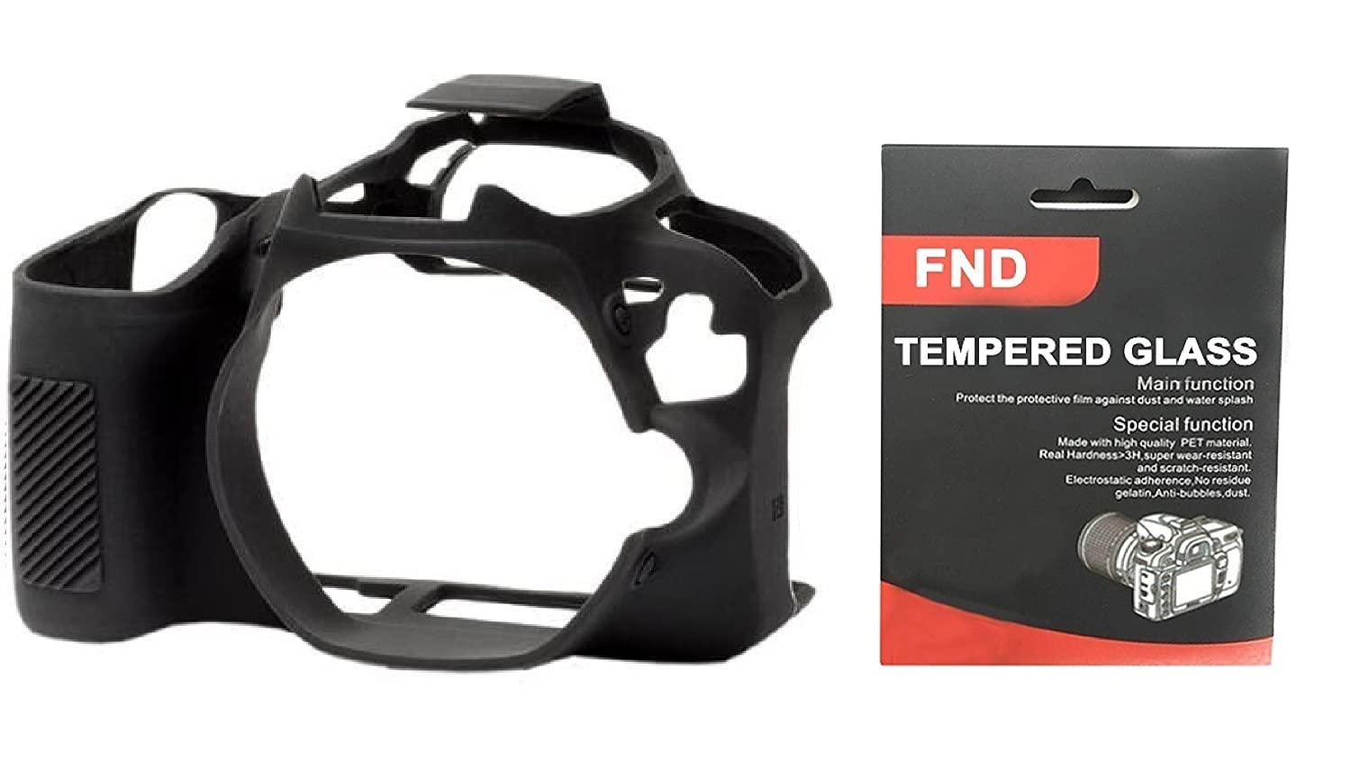 FND Silicone Protective Camera Case Cover Compatible with Canon EOS R6 Black Silicone Cover with Protector