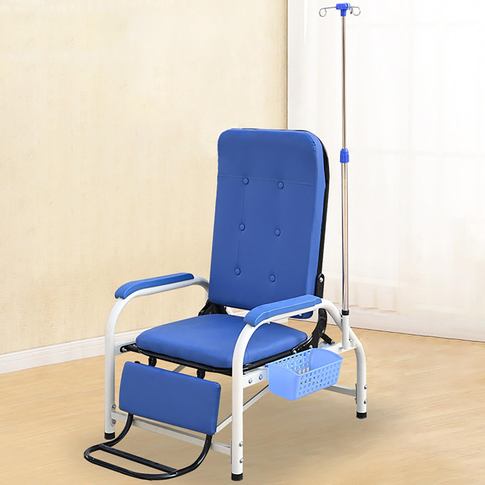 WDSOPK Waiting Room Chairs,Premium Fully Reclining Phlebotomy Chair, Ergonomic Leather Chair with IV Pole, Ideal Comfortable Infusion Waiting Chair for Lobbies(Black)