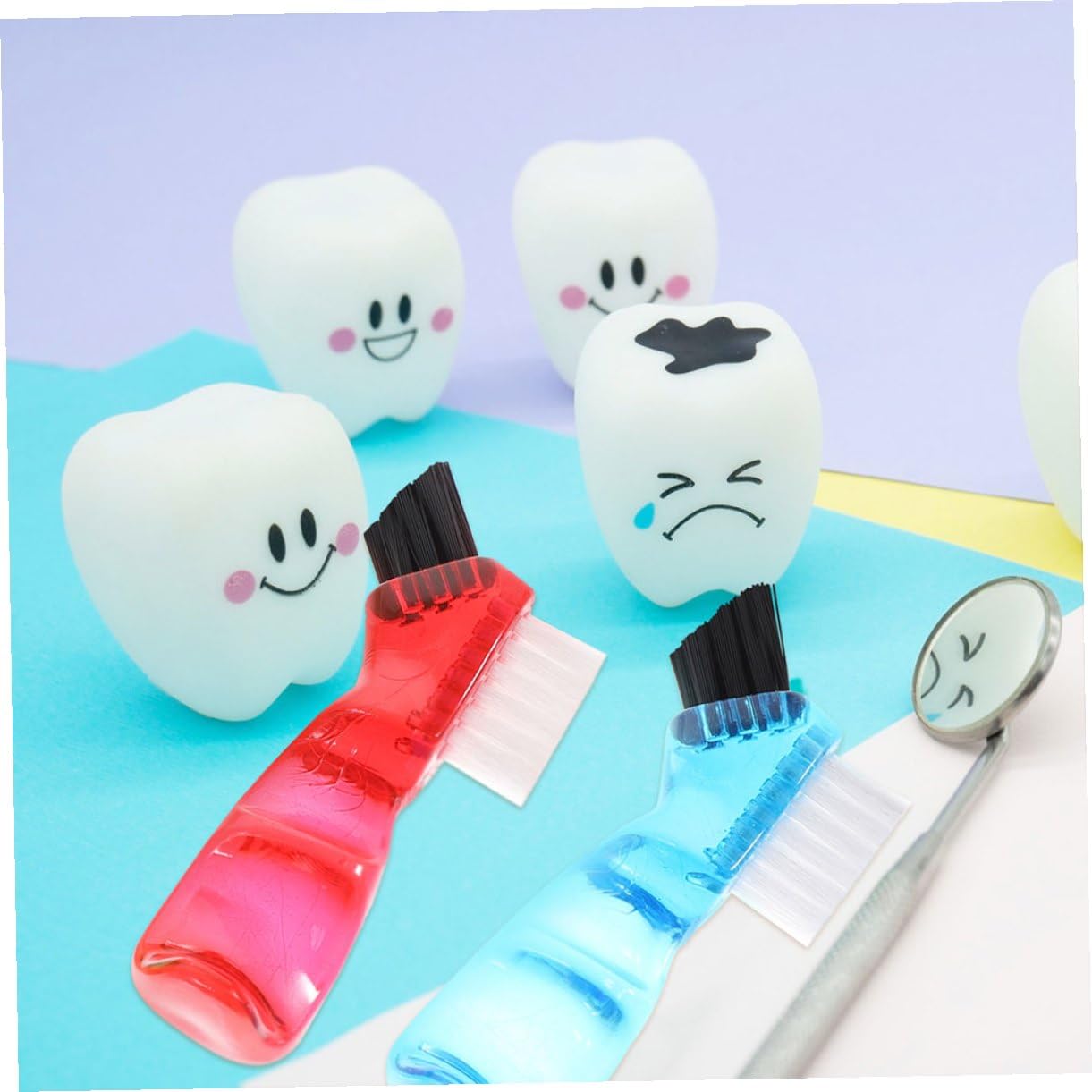 NOLITOY Set 3 Spazzolini per Dentiera Mini Portatili Spazzolino per Dentiera per Adulti Multifunzionale Setole Fini Pulizia Personale Pratica per Igiene Orale Quotidiana