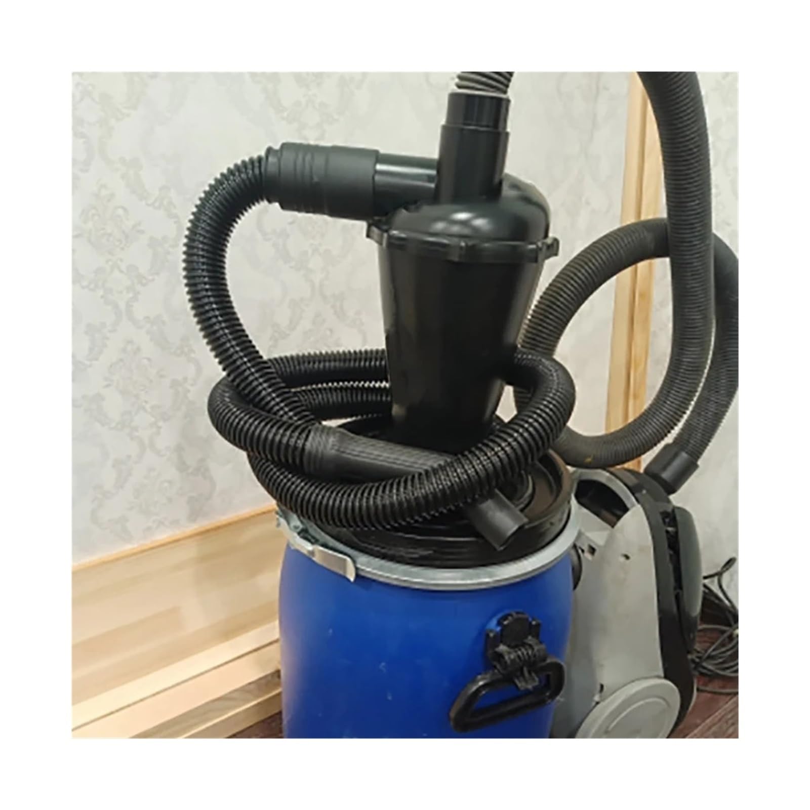 Colector de polvo con filtración ciclónica de 50 mm/2'', filtro turboalimentado for carpintería, separador industrial, for bricolaje(Black,1pc+2-meter hose)