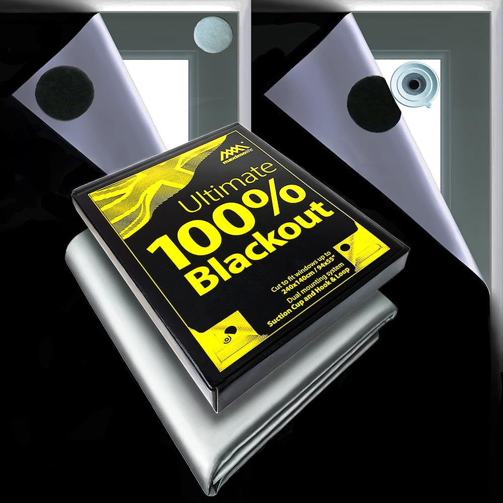 Ultimate 100% Blackout Blind | Fits Any Size/Shape Window | Unique Cutting Grid Easier Cut-to-Size | Industrial-Grade Suction Grip | Heat & Cold Resistant Hook & Loop | No Drill Stick On