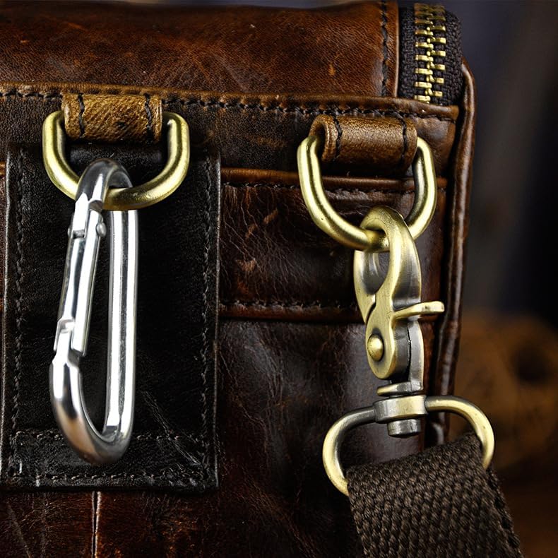 Genuine Leather Mini Messenger Bag for Men Shoulder Bag with Hook Waist Pack Pouch Multipurpose Daypack Gift Box - Image 8