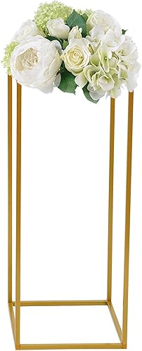 Miniatura 10 de LOYALHEARTDY 10 soportes para flores de boda, soporte de columna de jarrones de metal de 31.5 pulgadas, soporte geométrico dorado para flores