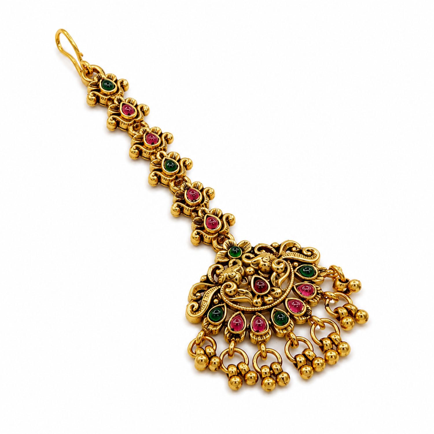 vama FASHIONS 18K Gold Plated Anti Tarnish Traditional Stone Lakshmi Devi Design Maang Tikka Wedding Bridal Papadibilla Temple Jewellery For Women For Girls-picture-25