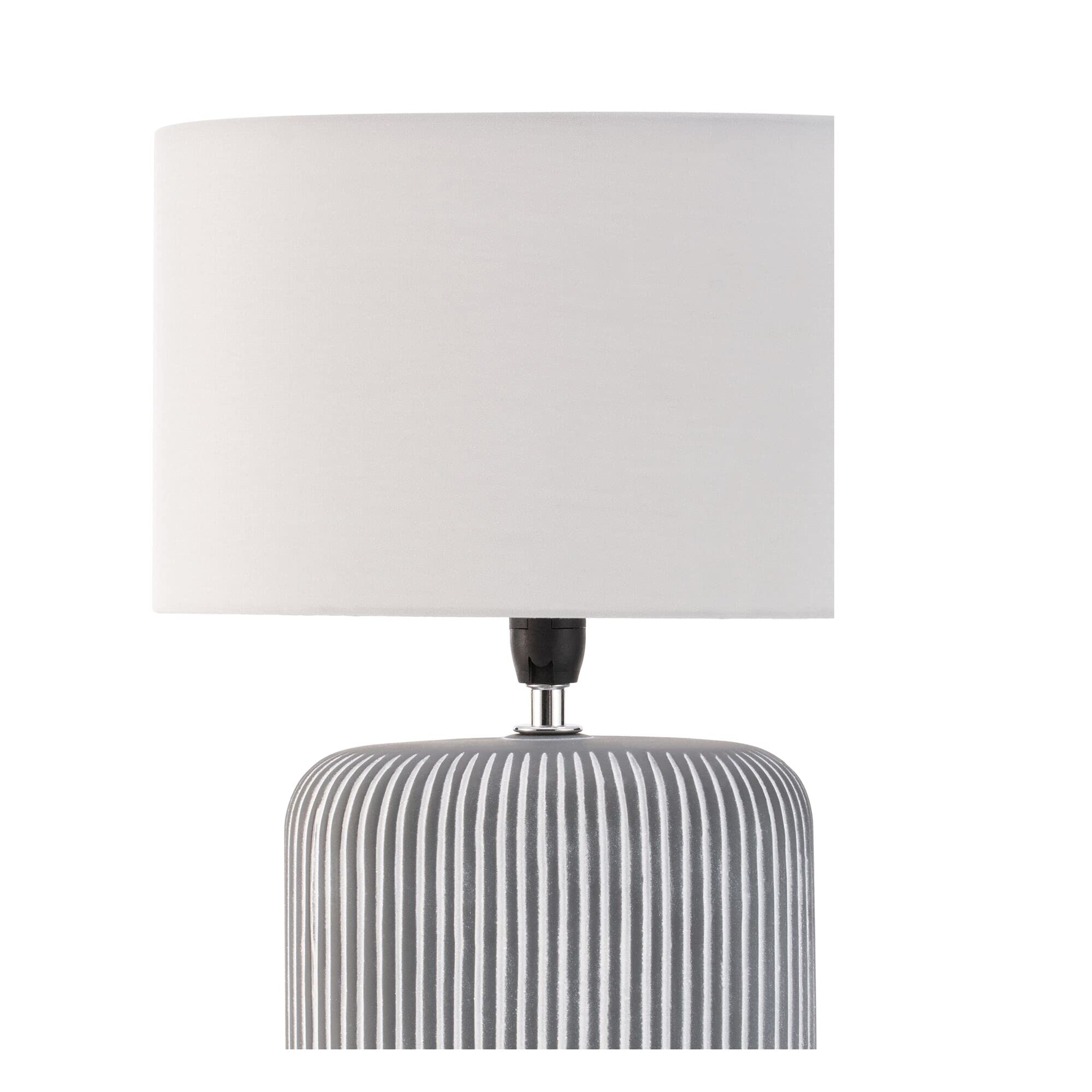 Pauleen Paulmann 48218 Pure Shine Lampada da tavolo max. 20 Watt, realizzata a mano, Grigia, Bianca. Lampada da comodino in stile boho in Tessuto e Ceramica, attacco E14