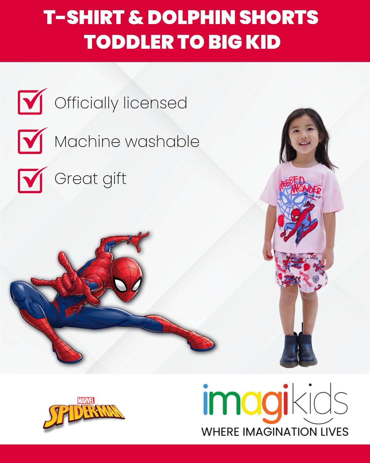Marvel Mädchen-Outfit-Set mit T-Shirt und Shorts aus French Terry, für Kleinkinder bis große Kinder, Größen (2T - 14-16)