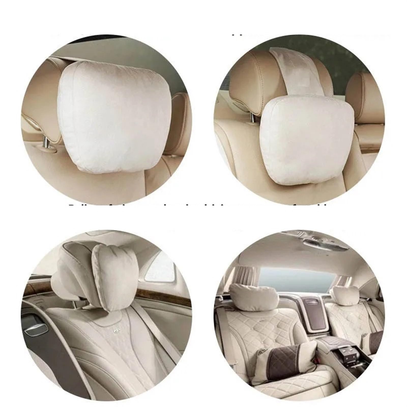 2pcs Car Headrest Neck Support Seat Design S Class Soft Adjustable Car Pillow Neck Rest Cushion (Color : Beige 2Pcs)