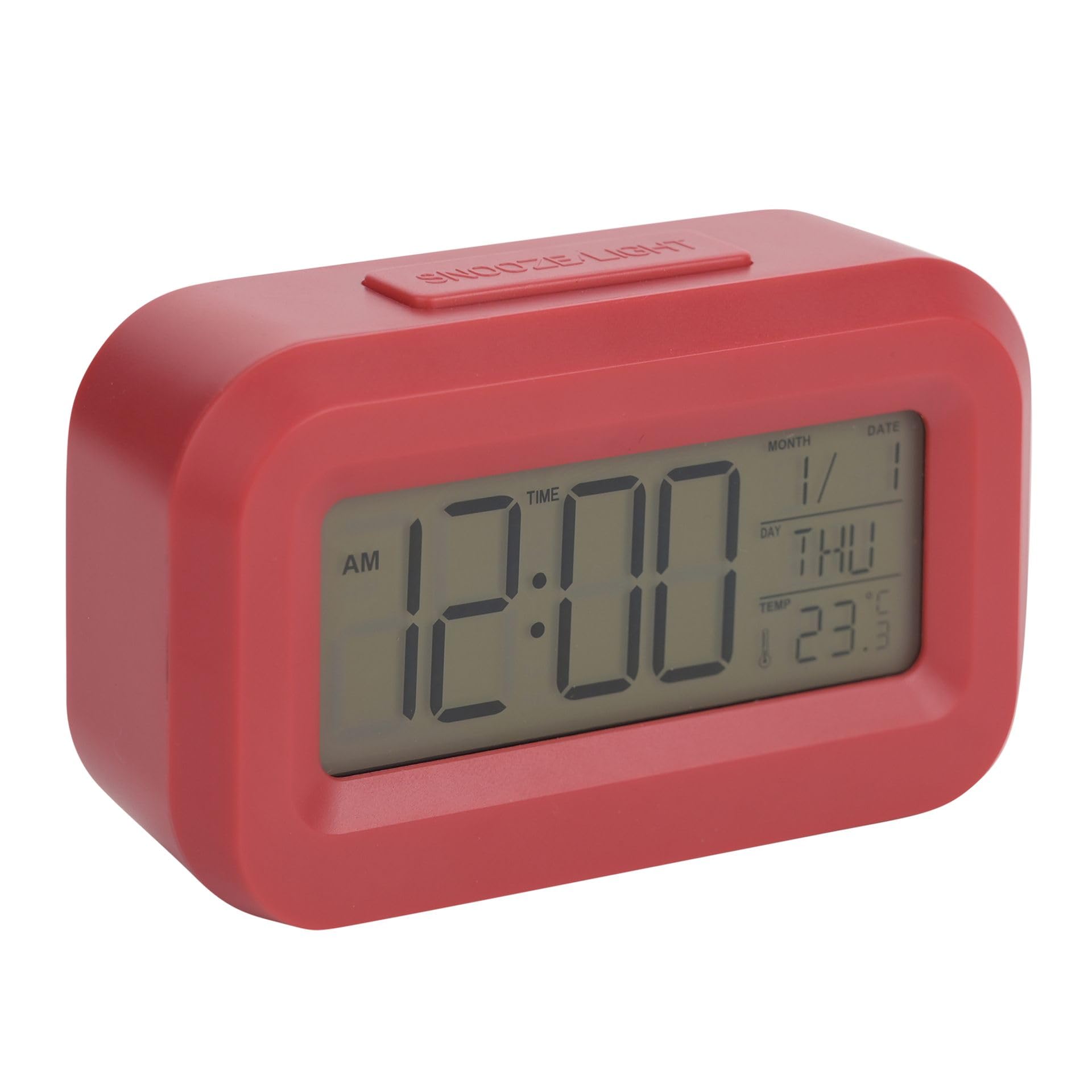 Hometime Compact Travel LED Clock Lightweight, Digital Display, Alarm Function, Battery Operated - Ideal for Travel and Everyday Use (Red)