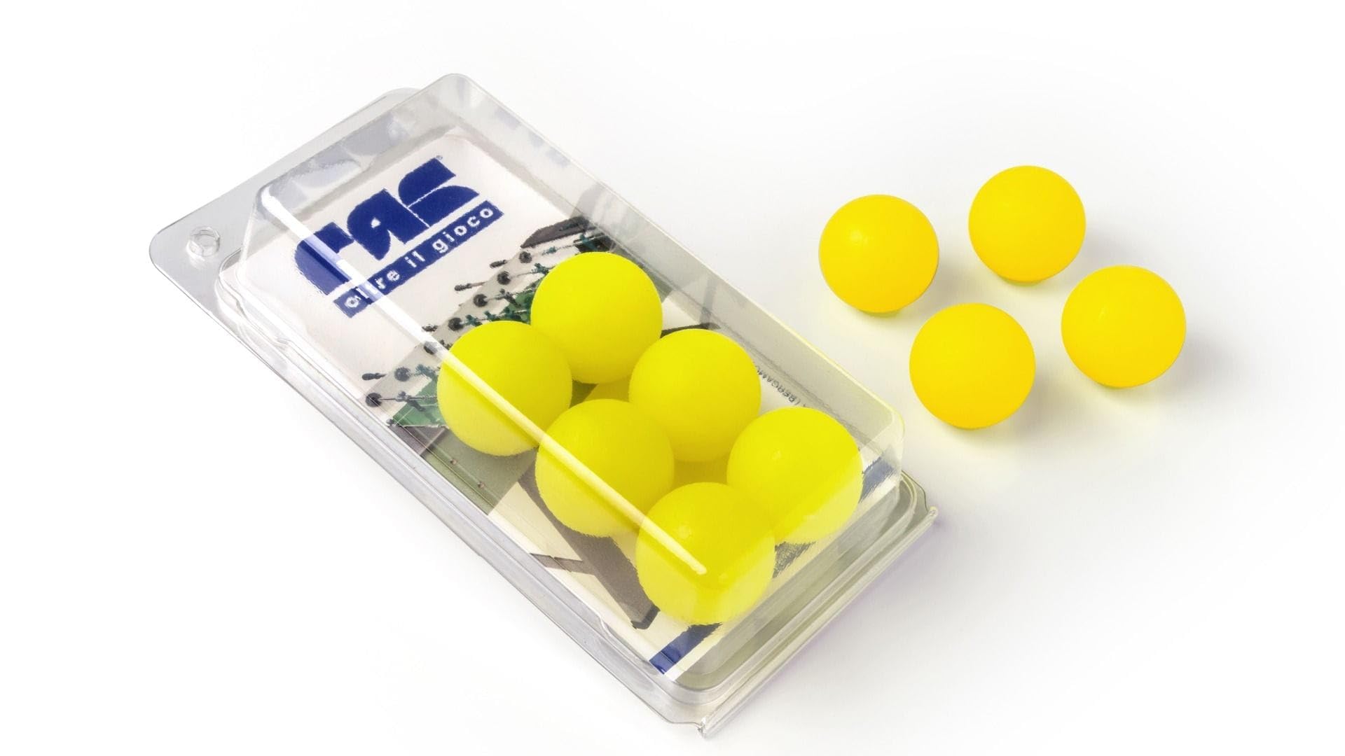 FAS Set of 10 Football Balls, 33 mm, Plastic, White, Yellow Orange, 19 g (Yellow)