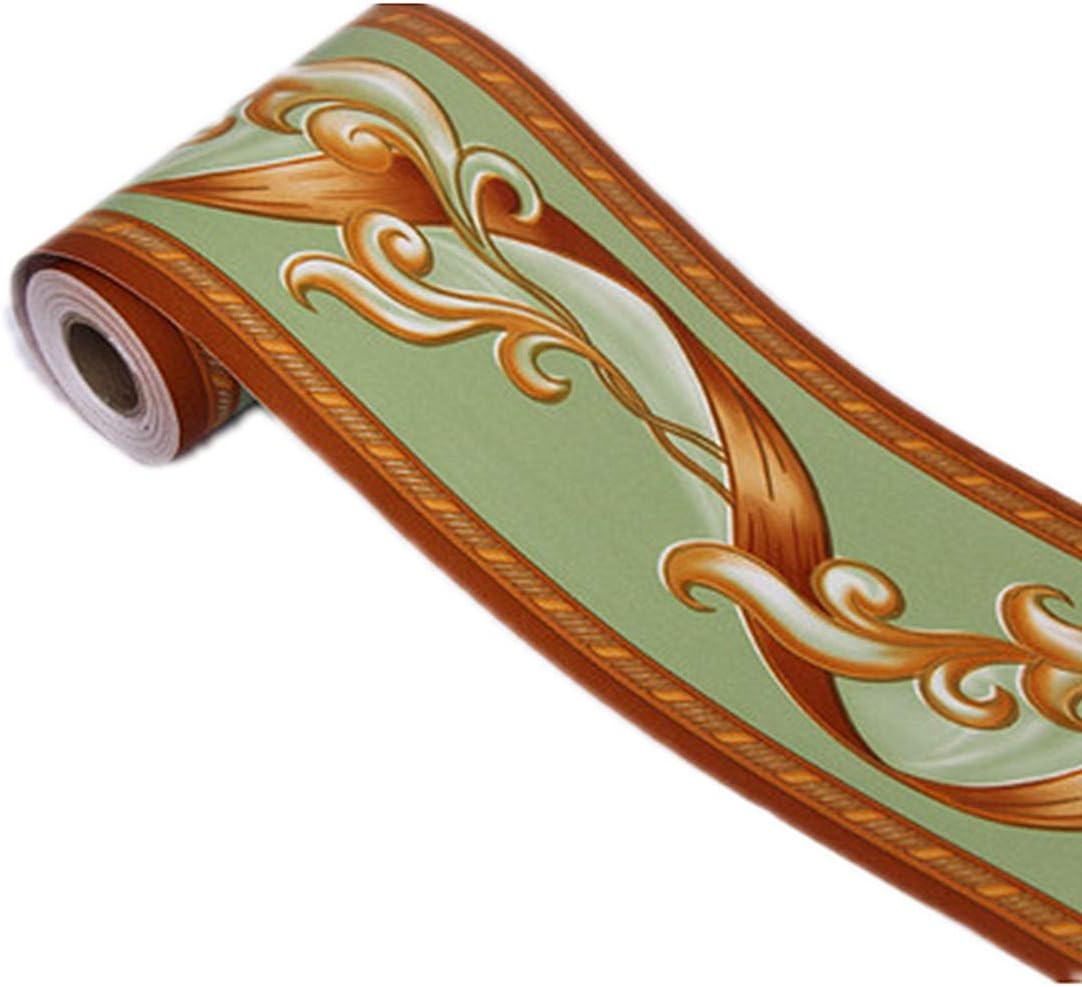 Amhao Oval Pattern Decorative Wallpaper Border Waterproof PVC for Wall Decor Covering Bedroom Window Kitchen Sticker (Green)