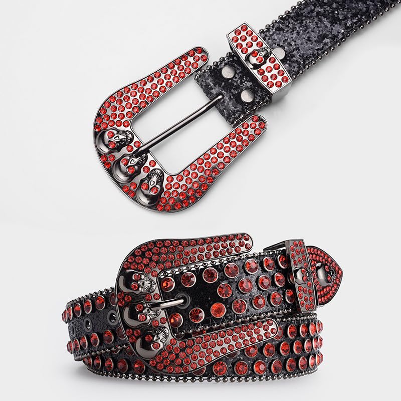Unisex Rhinestone Belt Diamond-Studded Leather Belts Luxurious Western Cowboy Waistband Rhinestones4