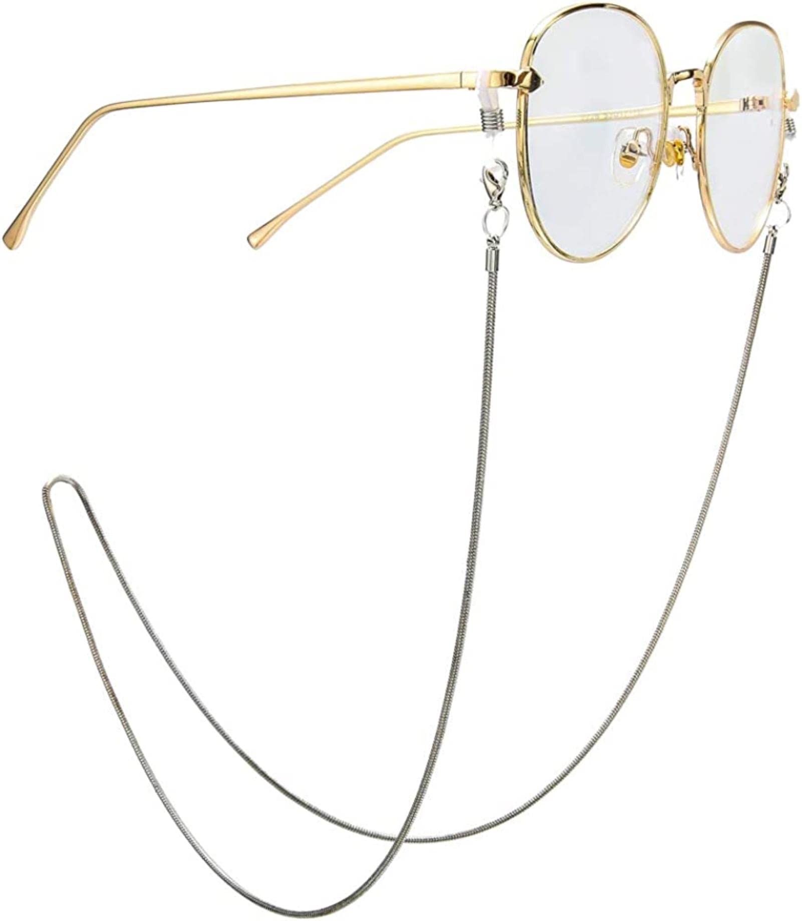 REVAHI Catene per Occhiali Catene per Occhiali da Sole in Metallo Porta Occhiali Cinghie per Occhiali Cordini per Il Collo Fermacorda per Occhiali estremità Antiscivolo, Oro e Argento