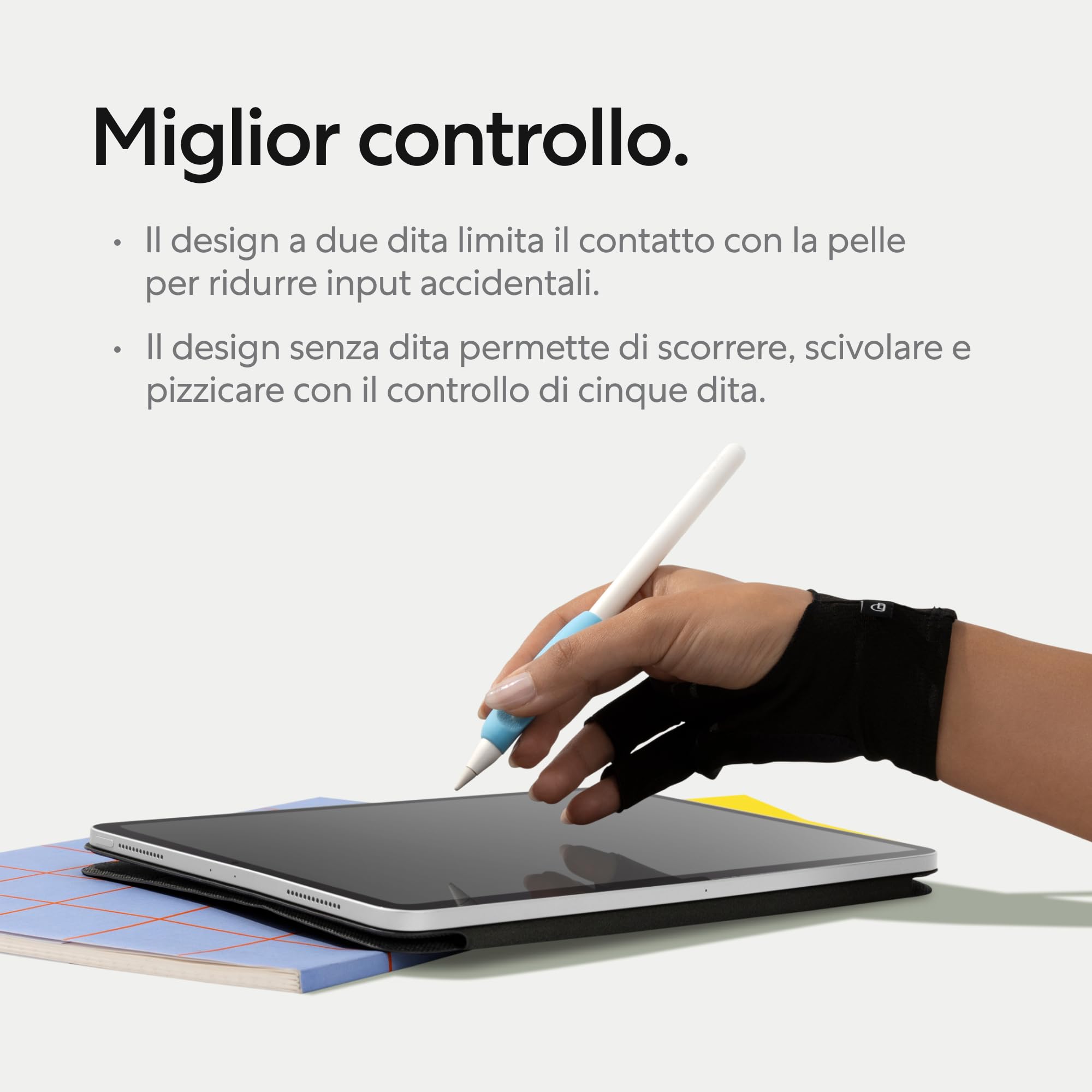 Paperlike's Drawing Glove per iPad - Guanto per Artisti per Disegnare su Tablet (Destra e Sinistra; 3 Misure: S, M, L)