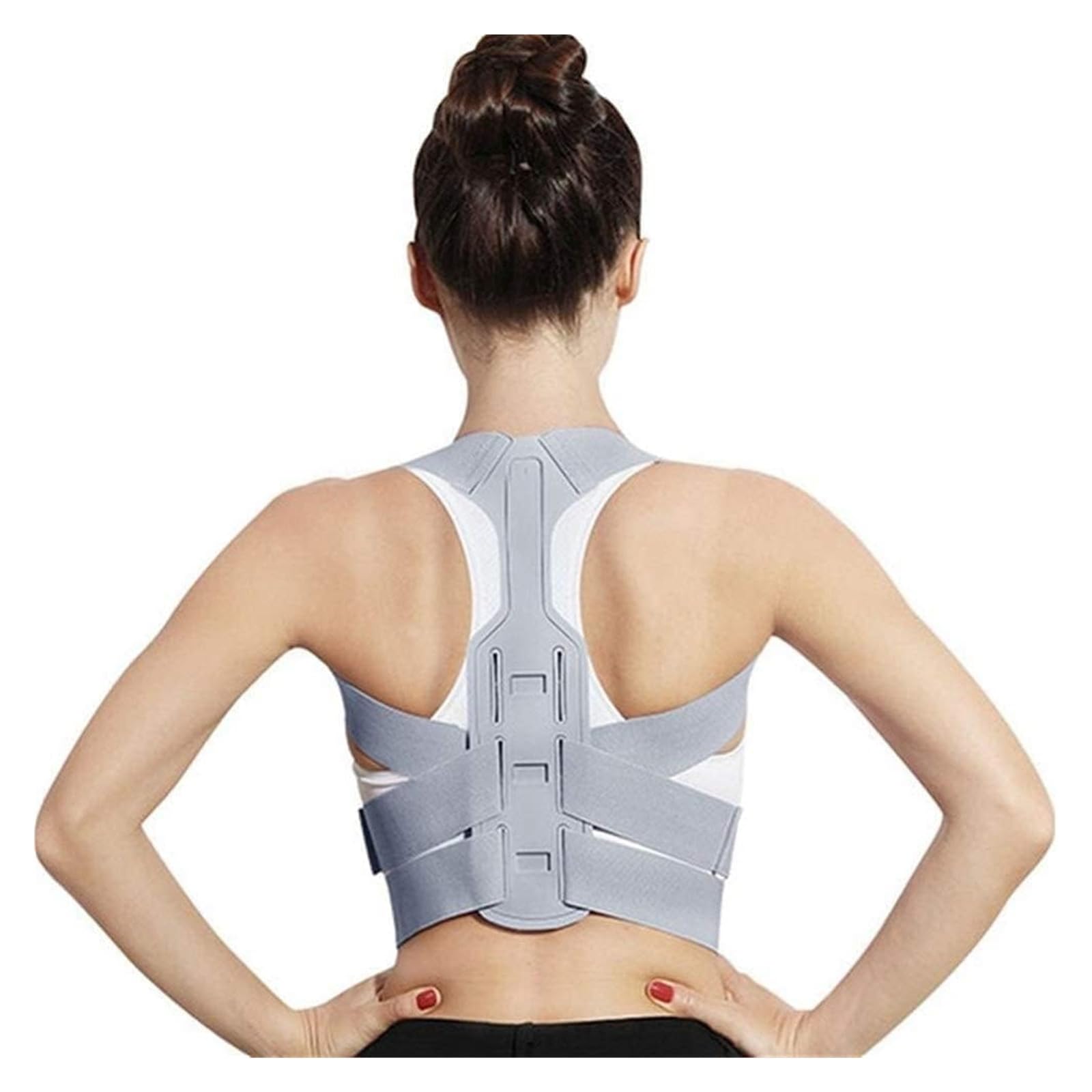 Correttore Postura Uomo Donna, Cintura di Supporto for la Schiena, correttore posturale Regolabile(Grey,Medium)