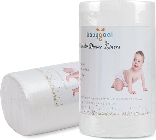 Babygoal Forros de pañales de tela para bebé, 2 unidades, rayón de bambú para pañales de tela (200 hojas) 2BBT01