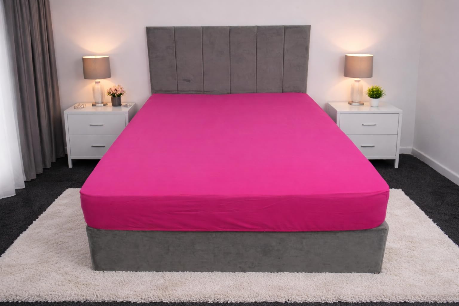 Arlinens Fitted Sheet Single, Fuschia-Deep Pocket 25cm-Premium Quality Elasticated Corner Polycotton Fitted Sheet Ease Care, Soft & Comfortable, Fade Resistant