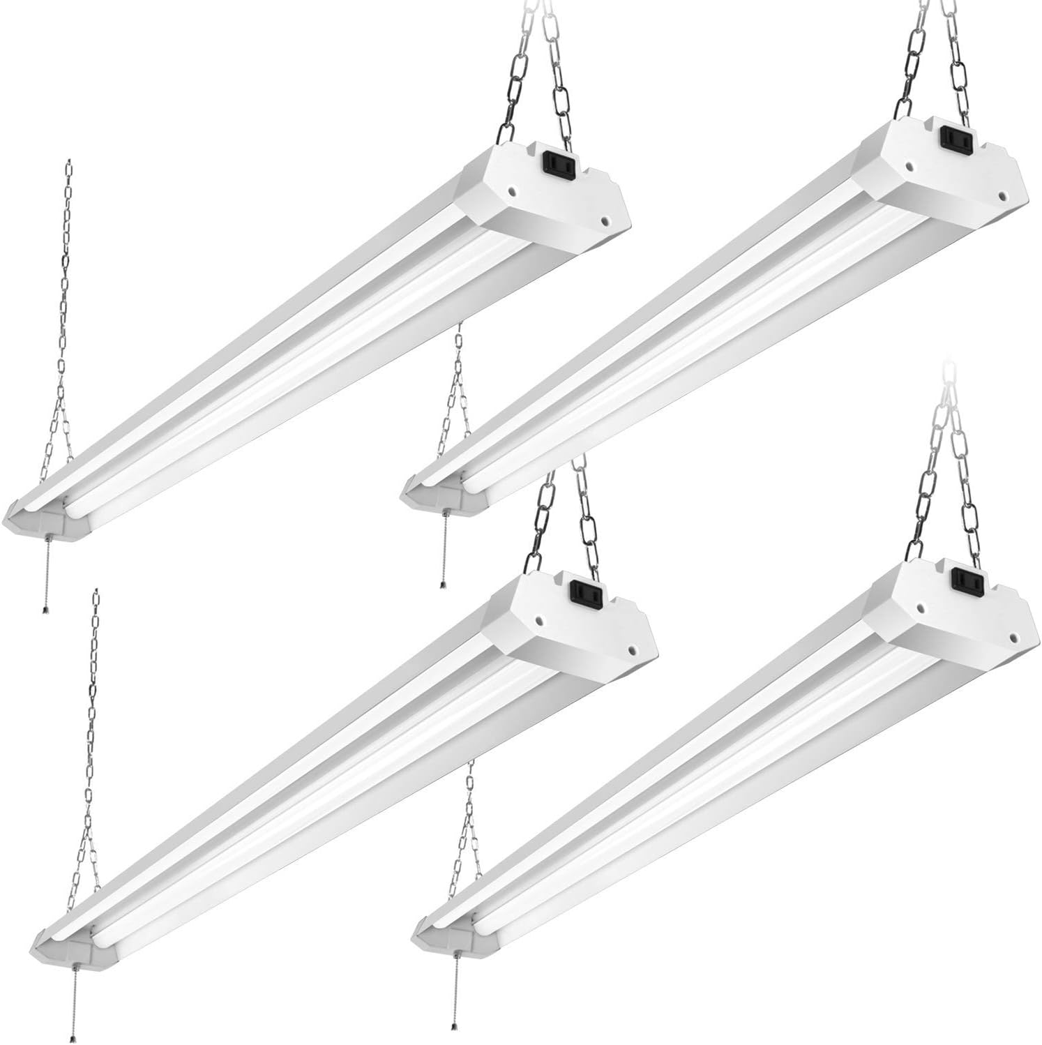 LED Utility Shop Light 4ft 5500 Lumens Super Bright 50W 5000K Daylight ETL Certified LED Garage Lights Durable LED Fixture with Pull Chain Mounting and Daisy Chain Hardware Included