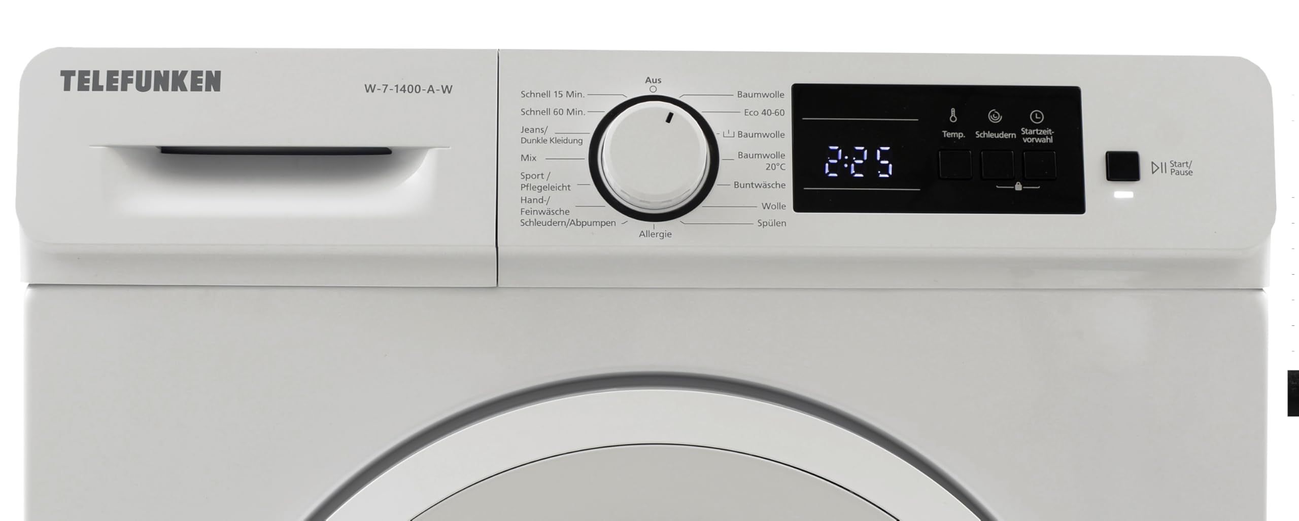 Telefunken Waschmaschine 7kg | 1400 U/Min. | Inverter Motor - Leise & Effizient | Aquastop - Schutz vor Wasserschäden | Schontrommel | Washing Machine mit 15 Programmen | EEK A | W-7-1400-A-W weiß