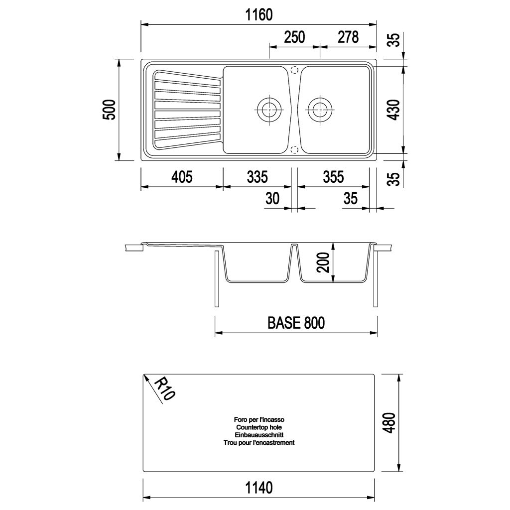 Lavello Due Vasche Composito Plados SP1162 + Miscelatore PETRAMIX Colore Avena