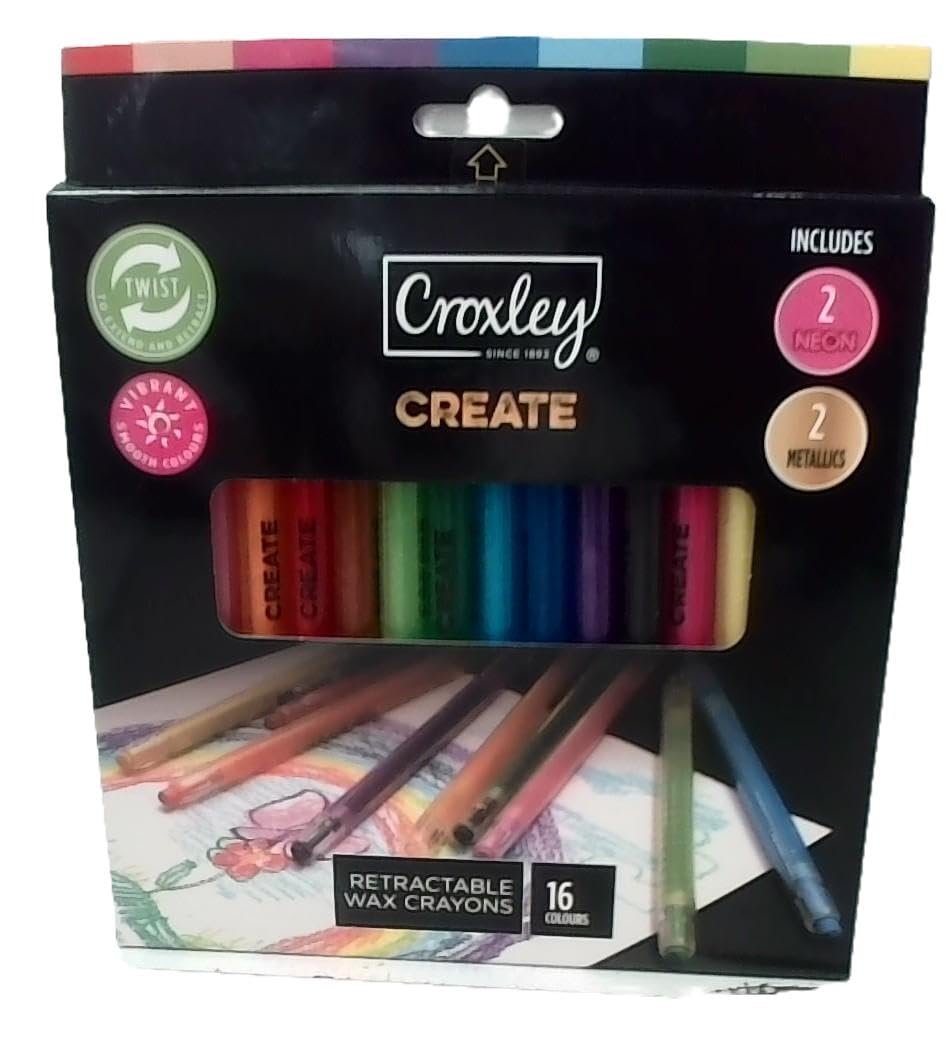 CROXLEY Wax Retractable Crayons Assorted Pack of 16 : Amazon.co.za