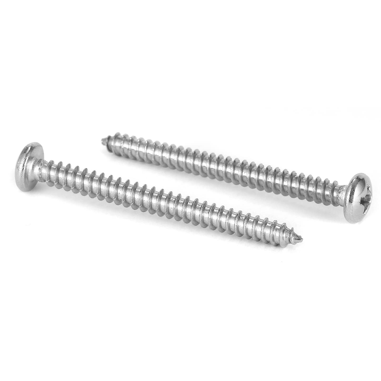 #7 x 1-1/2" Wood Screw 100Pcs 18-8 (304) Stainless Steel Pan Head Fast Self Tapping Drywall Screws by SG TZH